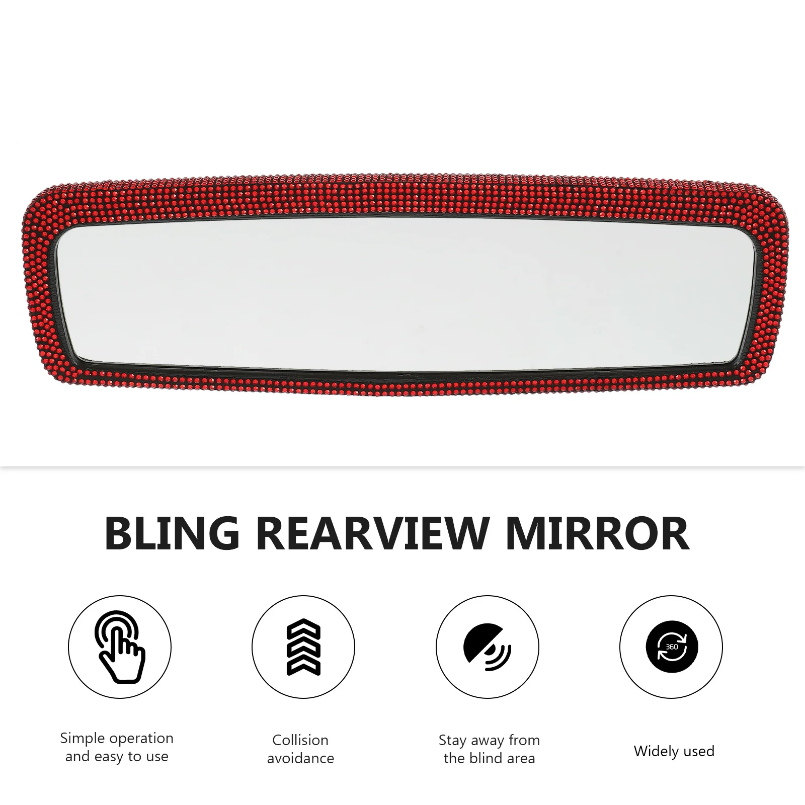 

Rhinestone Car Rearview Mirror Bling Interior Mirror Wide Angle Rear View Anti Double Reflection Accessory Bling Car Accessories