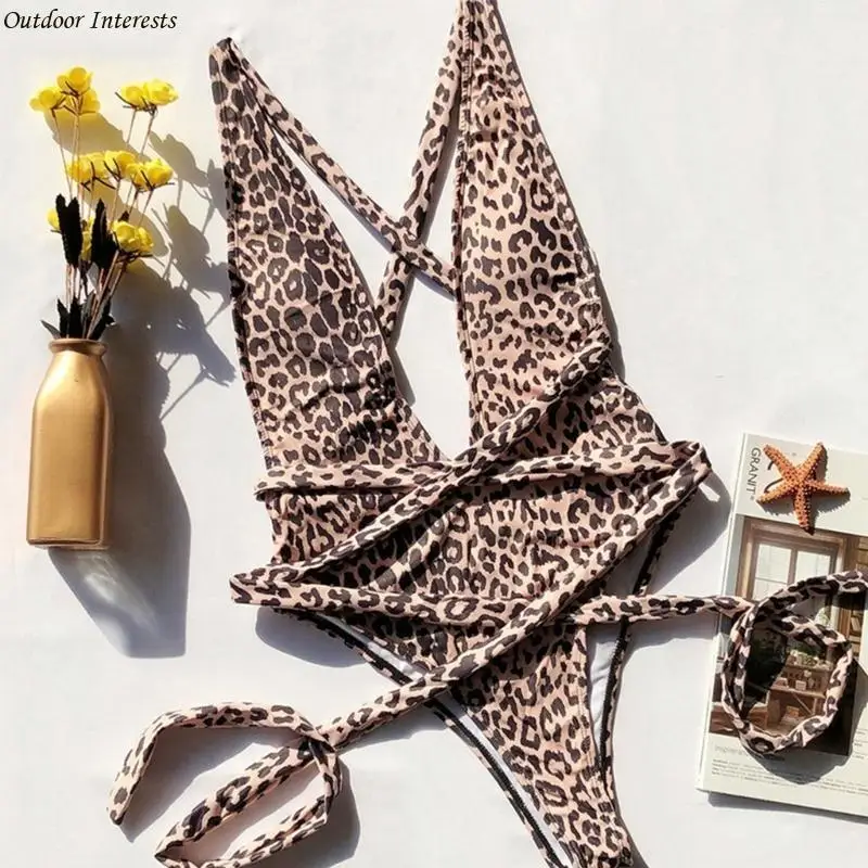 

Womens Deep V-Neck Bathing Suit One-Piece Swimsuit Fashion Back-Cross Swimwear 400C