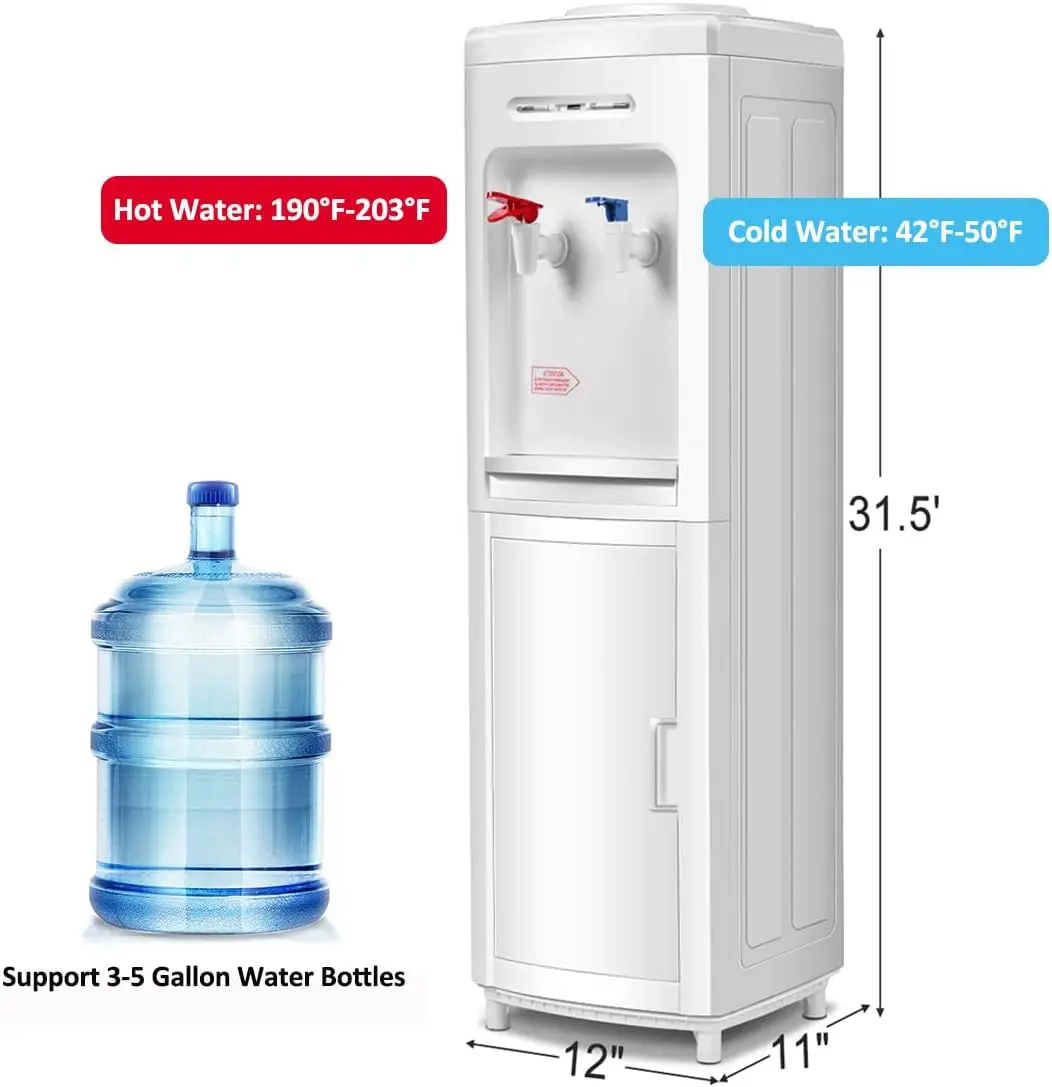 Top Loading Water Cooler Dispenser, Hot & Cold Freestanding Water Cooler Holds 5 Gallon Bottles Perfect for Home Office