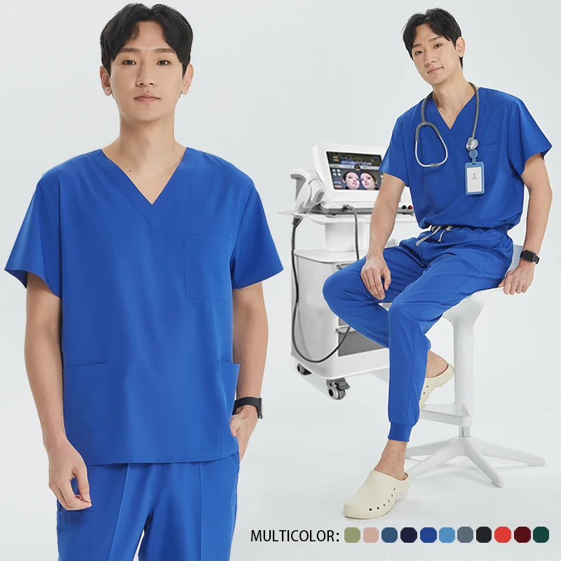 Cheap 4-Way Stretch Medical Uniform Female and Male Surgical Suits Hospital Working Sets Quick Dry DoctorNurse Scrub Uniform S21