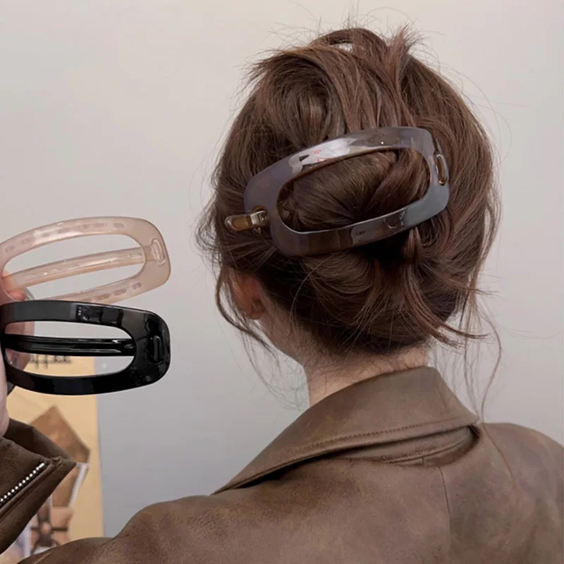 

Винтажные однотонные полые овальные заколки для волос с простым изгибом для женщин, стильные украшения для волос, модные аксессуары для прически