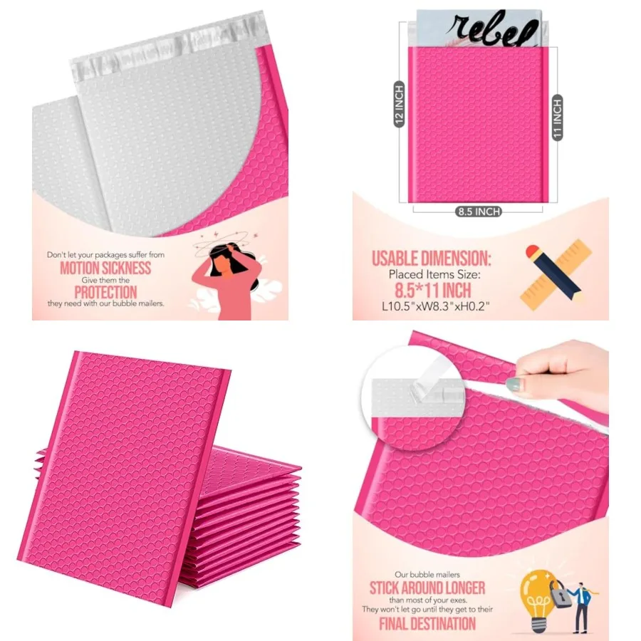 

Poly Bubble Mailers 8.5x12 Self-Seal Packaging Bags, Small Business Supplies, Padded Envelopes, Shipping mailer, Mailing Bags,