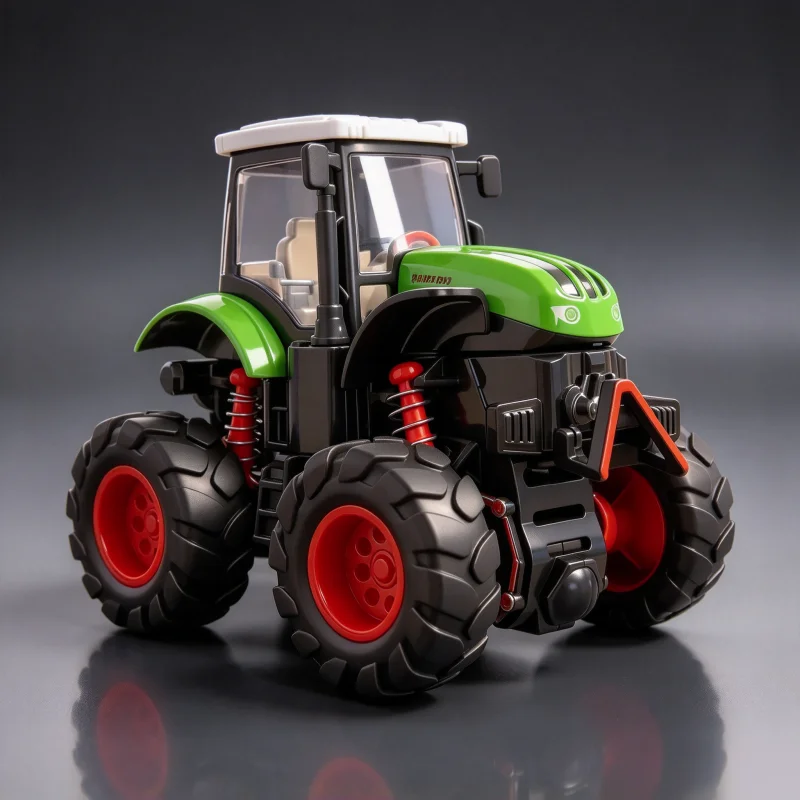 Alloy Farm Tractor Model with Shock Absorbing Large Tires, Static Diecast Vehicle, Desktop Collectible Display Ornament for Home view 3