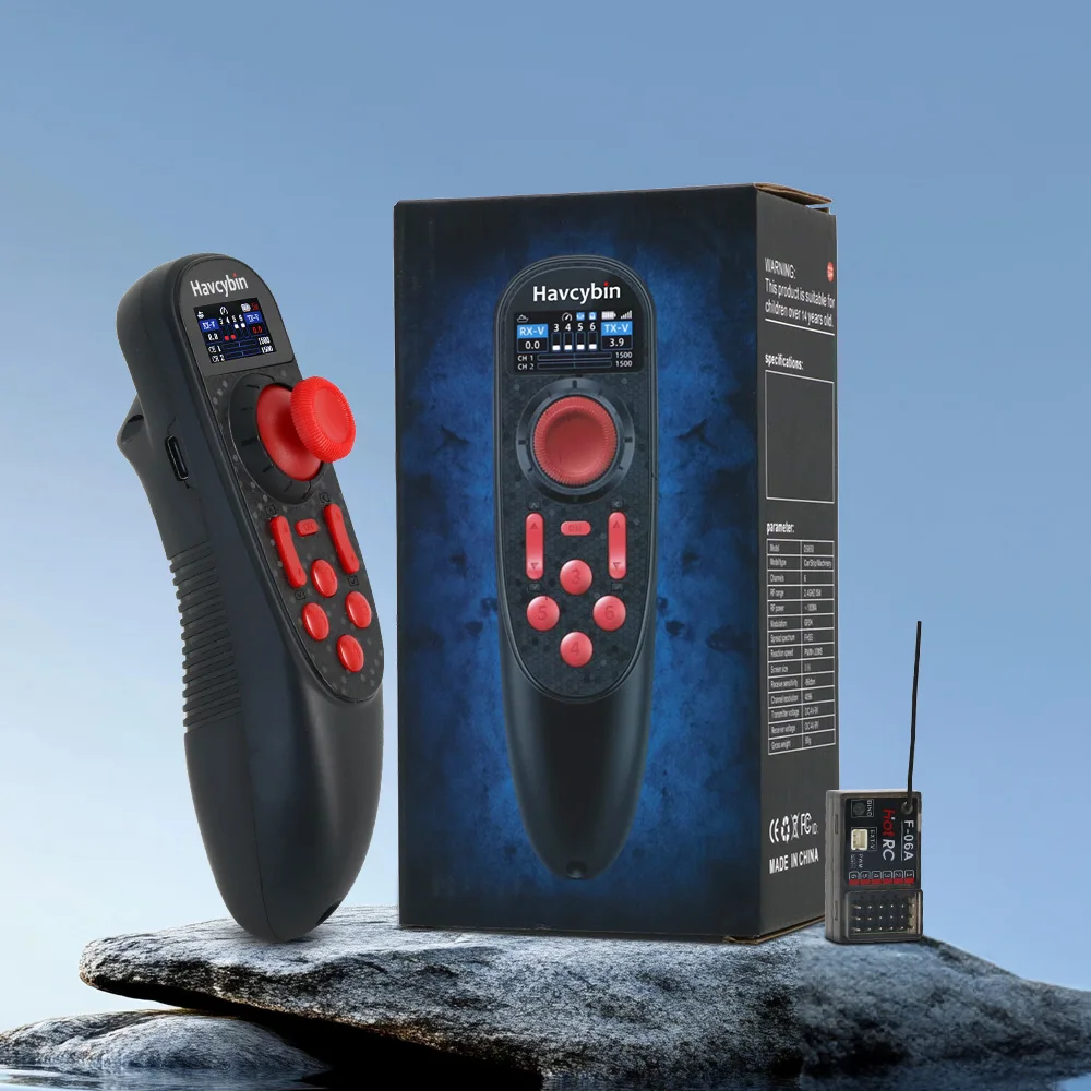 Havcybin DS-650 6CH 2.4GHz Radio System Transmitter Remote Controller with F-06A PWM 6 Channel Receiver for RC Boat Car