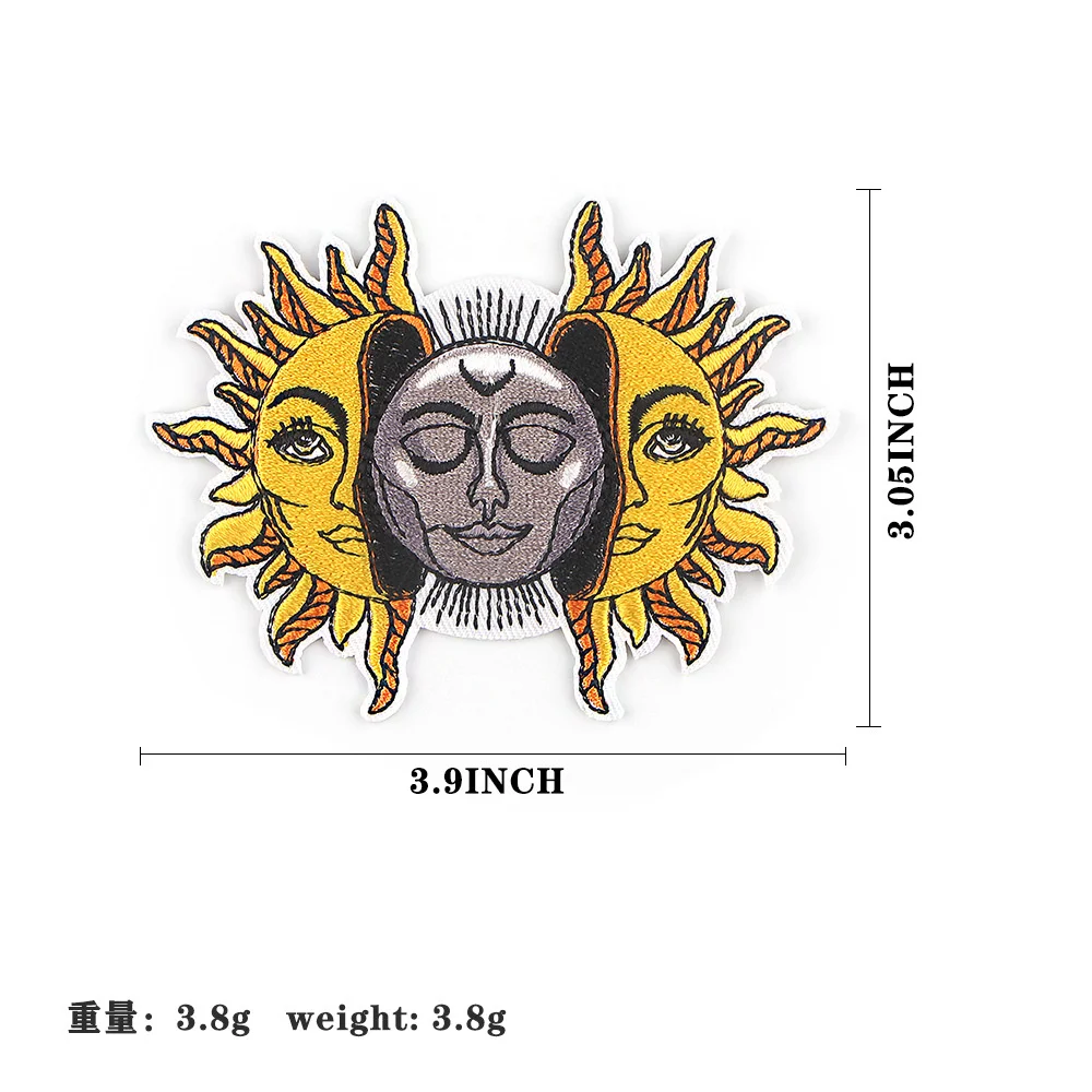 Sun Moon Patch Badge Tree of Life Round Cloth Stickers Clothing Accessories Embroidery Clothes DIY Accessories Ironing Patches