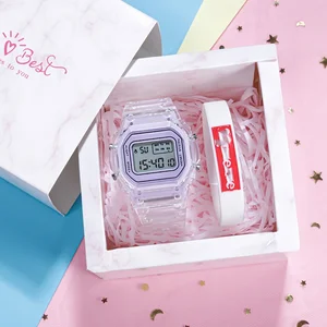 Đồng hồ thể thao điện tử nam và nữ vuông học sinh trung học cơ sở đồng hồ kỹ thuật số màu trắng 8 Đồng hồ bán hàng chính màu trắng - №6