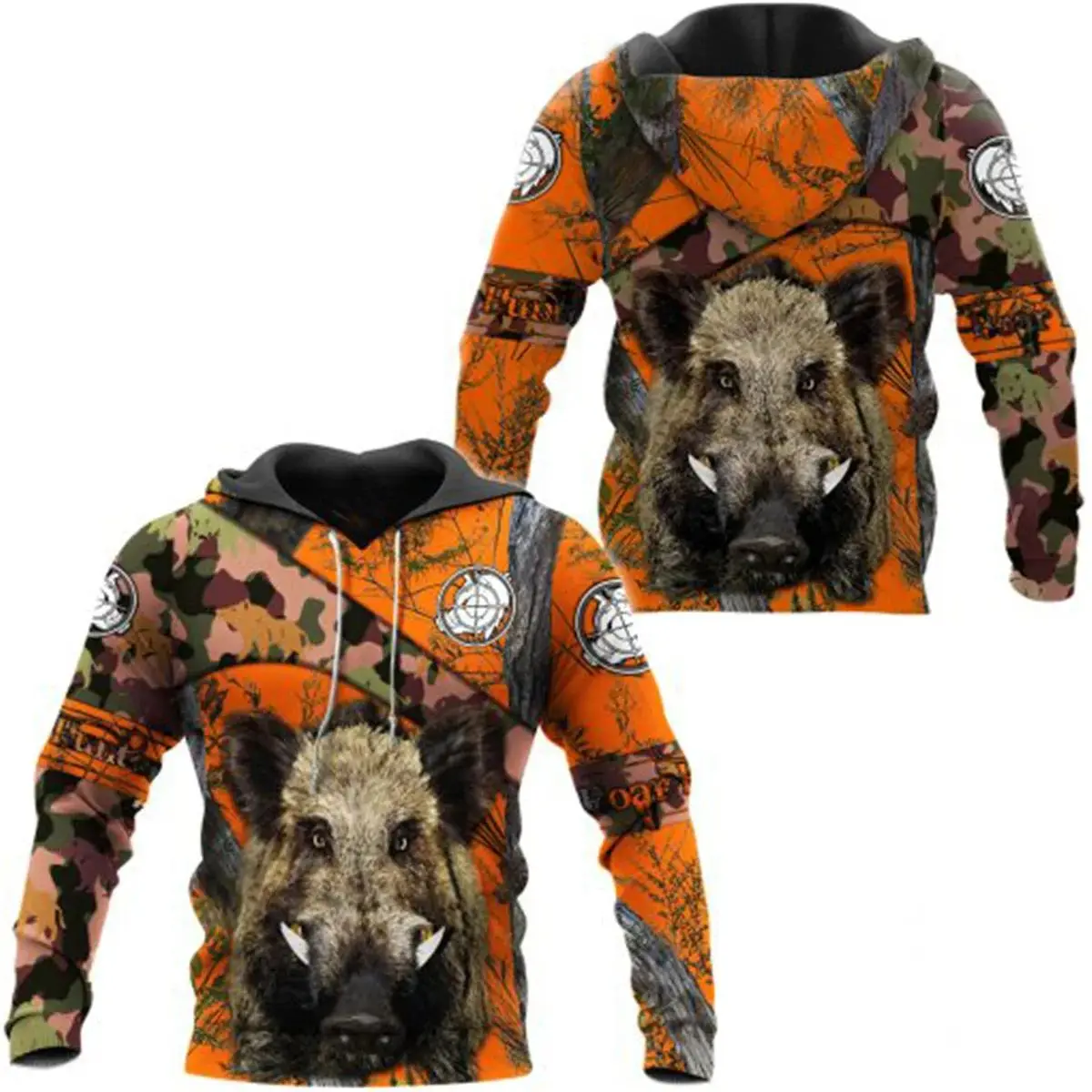 

Wild Boar Hunting Orange Camouflage 3D printed Jacket Men/Women Harajuku Hoodie unisex casual street hoodie jumper Sudaderas