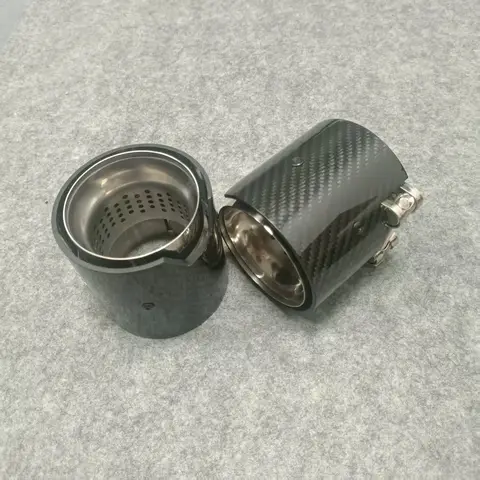 90mm Long Silver Carbon Fiber Exhaust Tip for BMW M2 M3 M4 M5 M6, F87 F80 F82 F83 F90, G80 G82 G83