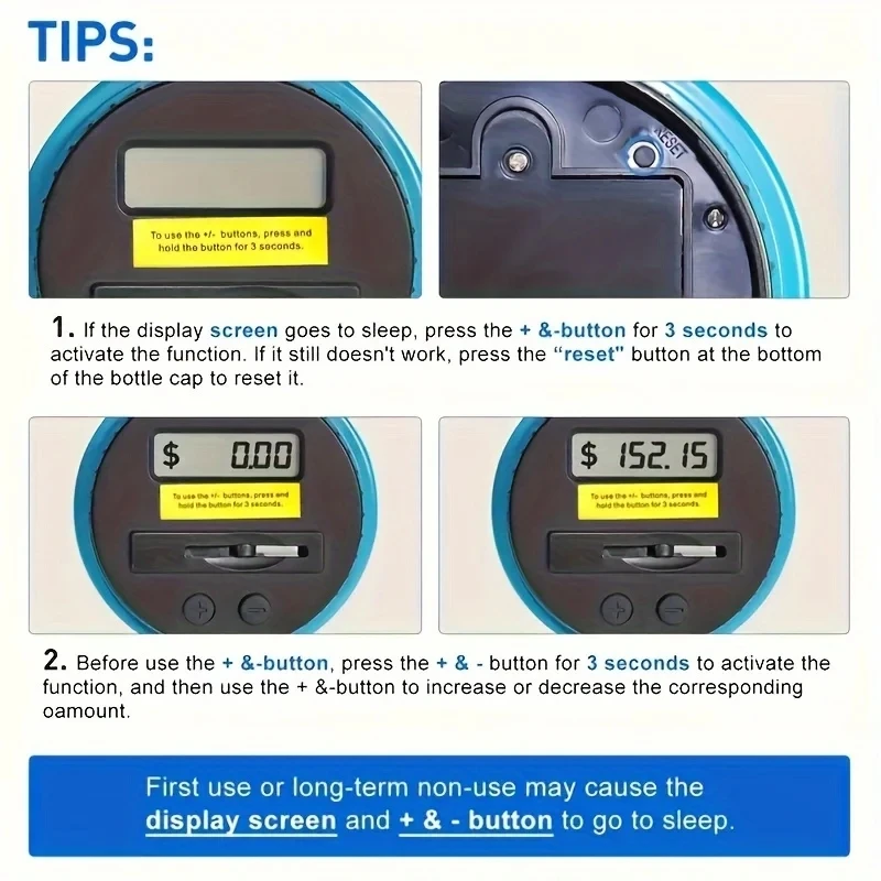 1pc Smart Counting Piggy bank Adult piggy bank LCD displays the amount of money transparent jar as you take as you save