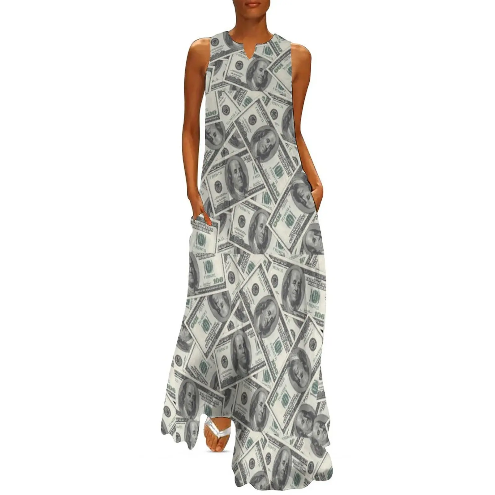 

Rich Money Novelty Dollars Long Dress clothes for women birthday dress for women Dress