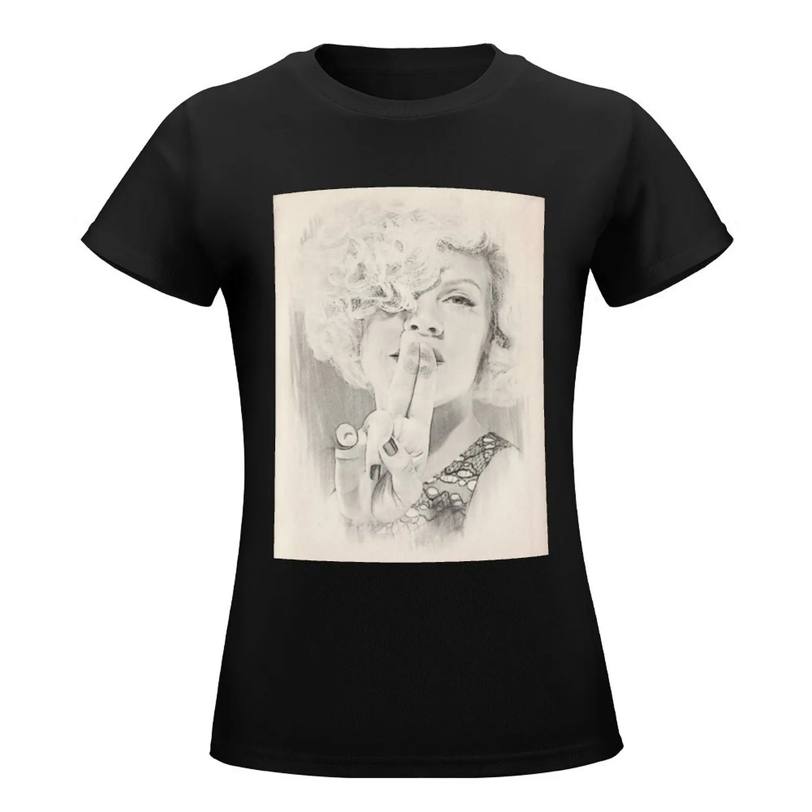 Black and white T-Shirt tees Short sleeve tee t-shirts for Women loose fit