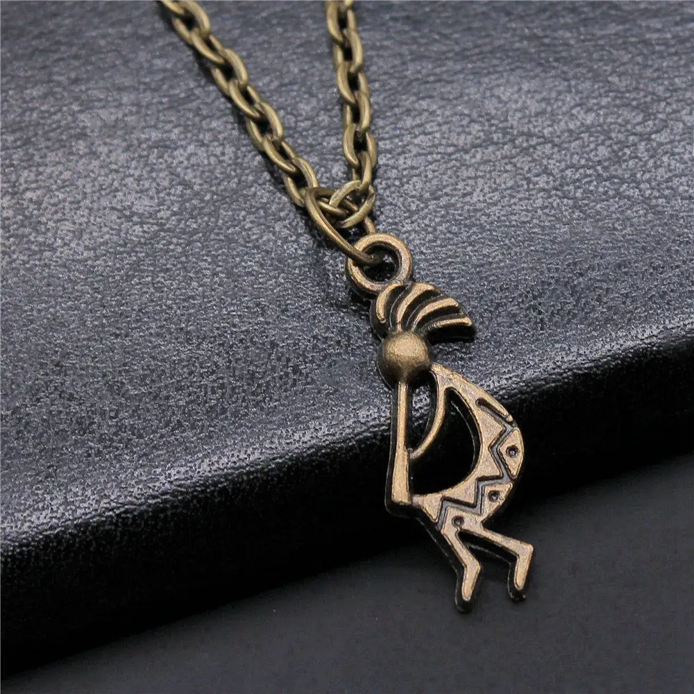 1pcs Indian Fertility God Kopelli Pendant Male Necklace Materials Jewelry Materials Crafts Chain Length 43+5cm