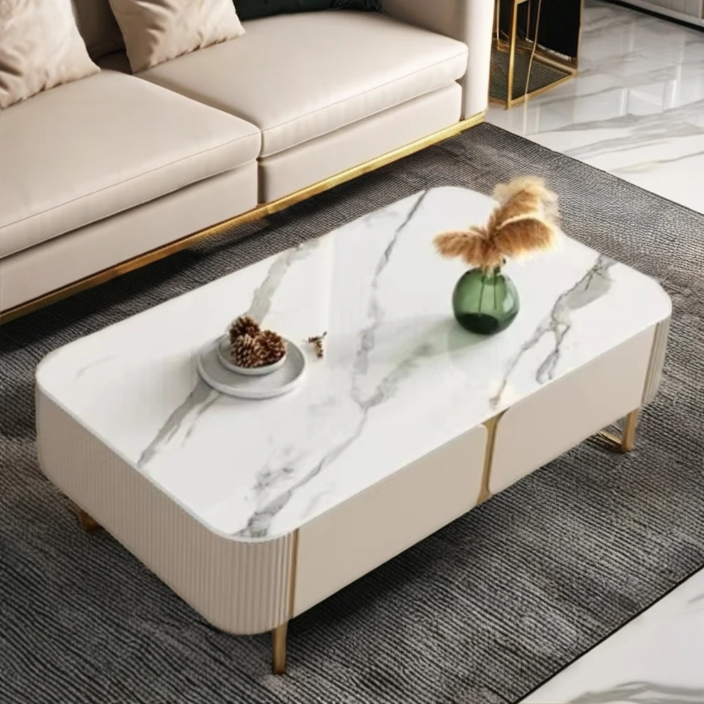 모던 스타일 거실 소결석 커피 테이블 TV 캐비닛 콤보 세트 고급 심플 우드 커피 테이블