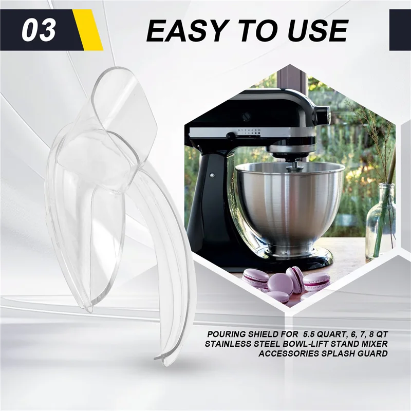 BAAN-Kitchenaid 5.5쿼트, 6, 7, 8쿼트 스테인레스 스틸 보울 리프트 스탠드 믹서 액세서리 스플래시 가드용 푸어링 실드