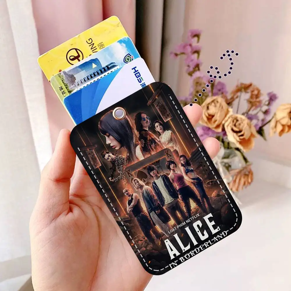 Classic TV ALICE IN BORDERLAND PU Soft Leather Rectangular Key Card Holder Induction Elevator Protection Cover