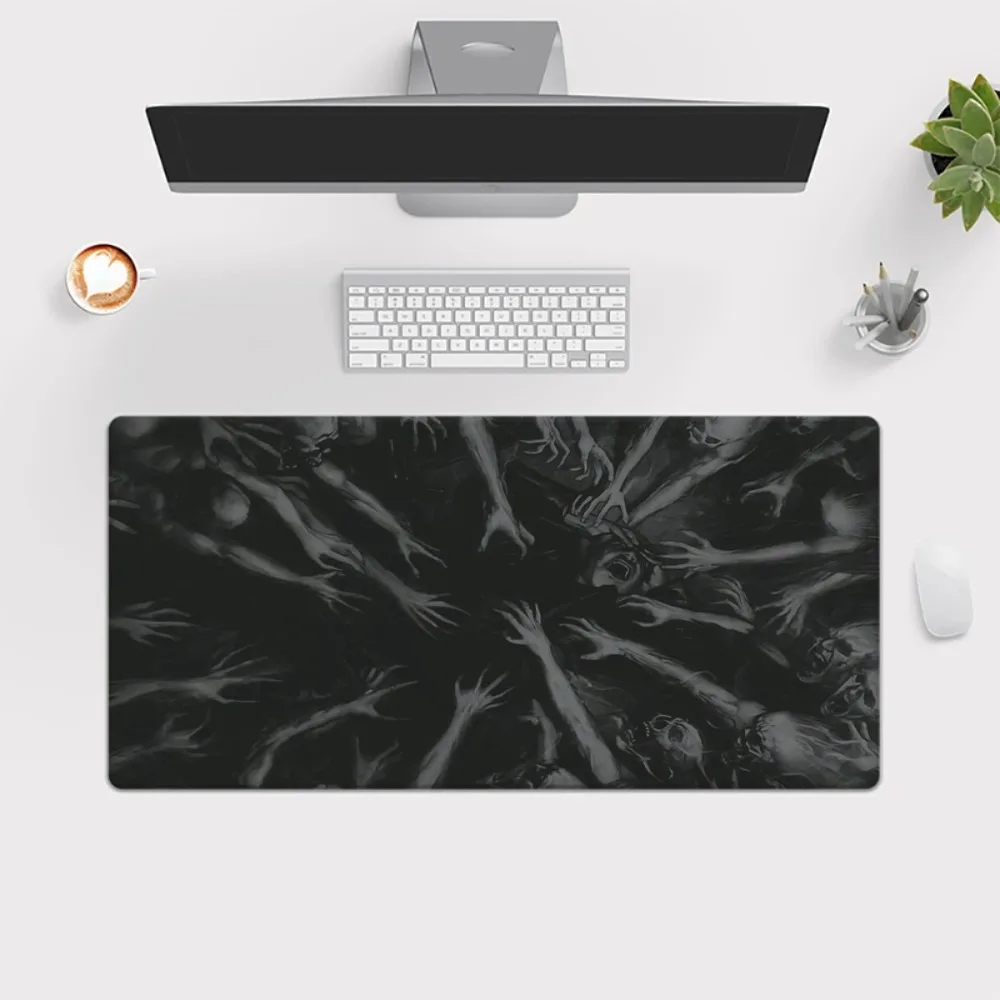 Tapis de bureau, tapis de souris pour ordinateur, motif abstrait noir avec empreinte de main, support antidérapant, tapis de souris alfombrillas gaming