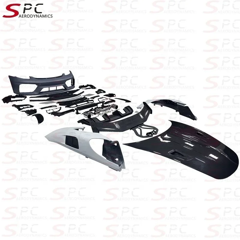 Kit de carrocería SPC 718 GT4 RS para Boxster Cayman 2016-2022 PP, Kit de carrocería aerodinámico mejorado para parachoques de coche 718 GT4 RS