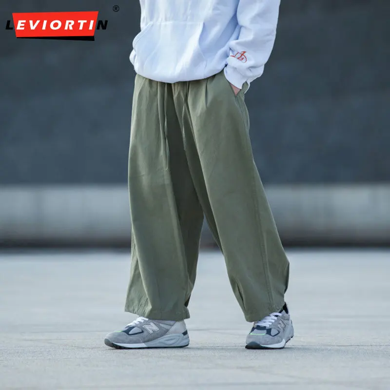 Summer laundry diagonal fashion brand Japanese workwear casual loose wide leg straight leg solid color pants for men and women