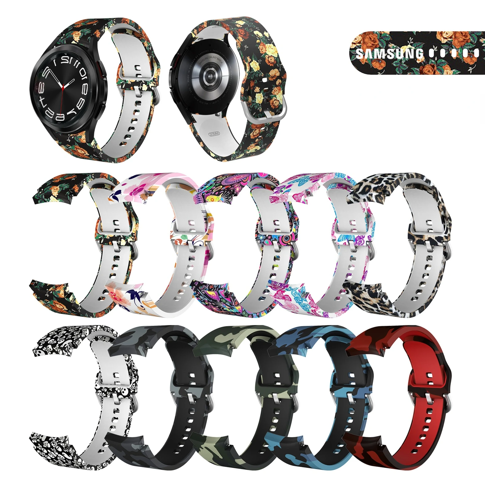 

Ремешок силиконовый для Samsung Galaxy watch 6 5 4 44 мм 40 мм 45 мм, сменный Браслет для Galaxy watch 6 4 Classic 43 мм 46 мм 47 мм