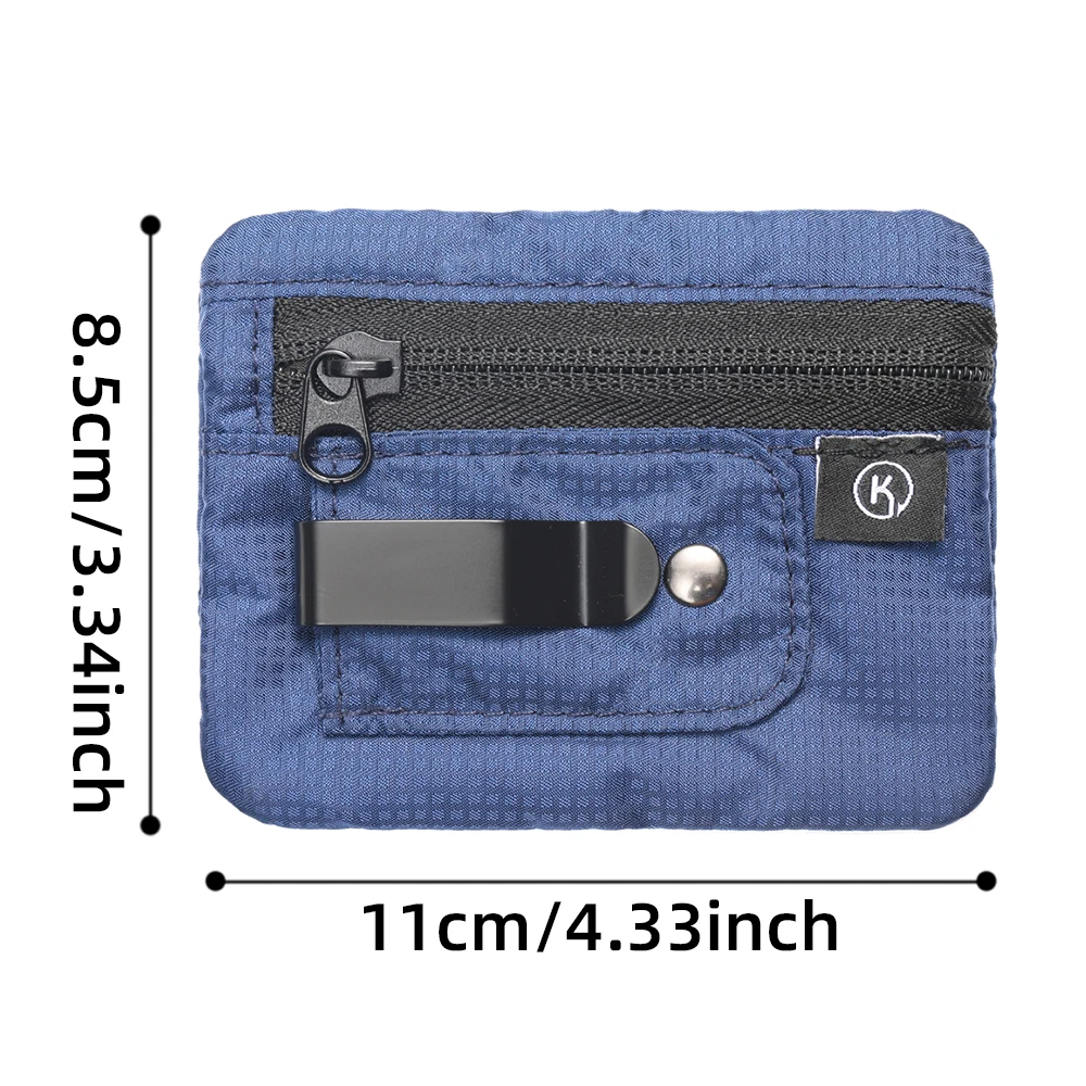 Mini-Geldbörse, einfache Stofftasche mit Reißverschluss und Gürtelclip, nicht geflochtener RFID-blockierender Geldbeutel-Organizer für Bargeld und Münzen – Detail 7