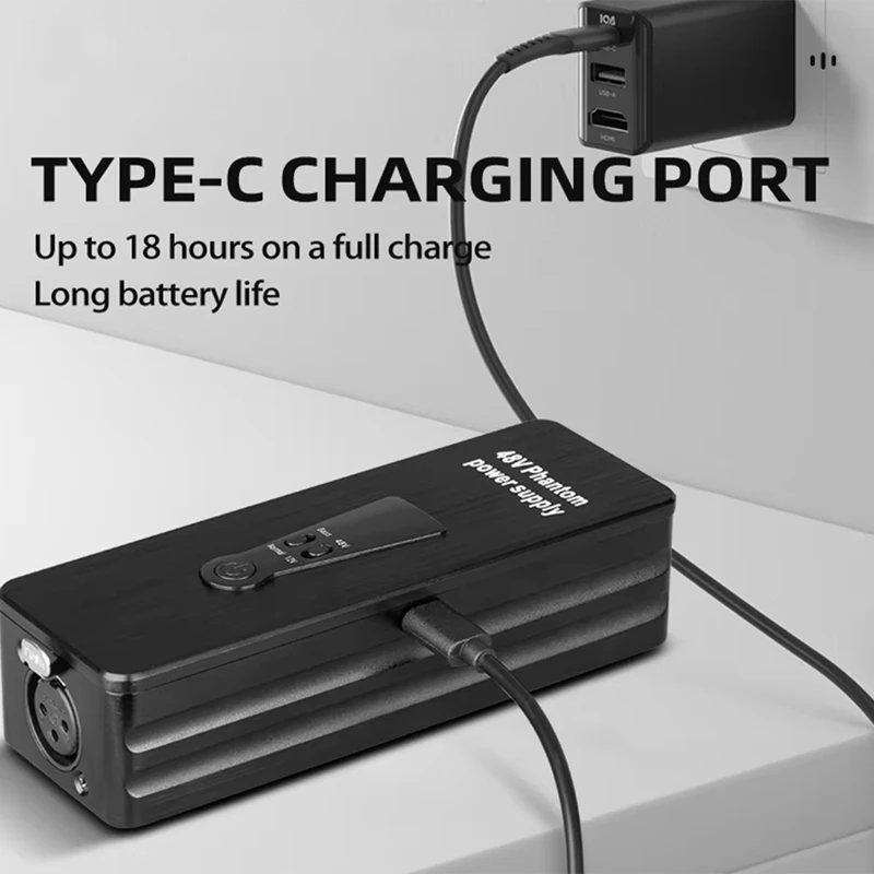 充電式ファンタム電源マイクアンプ,コンデンサー用ポータブルプリアンプ,レコードスタジオマイク,48V