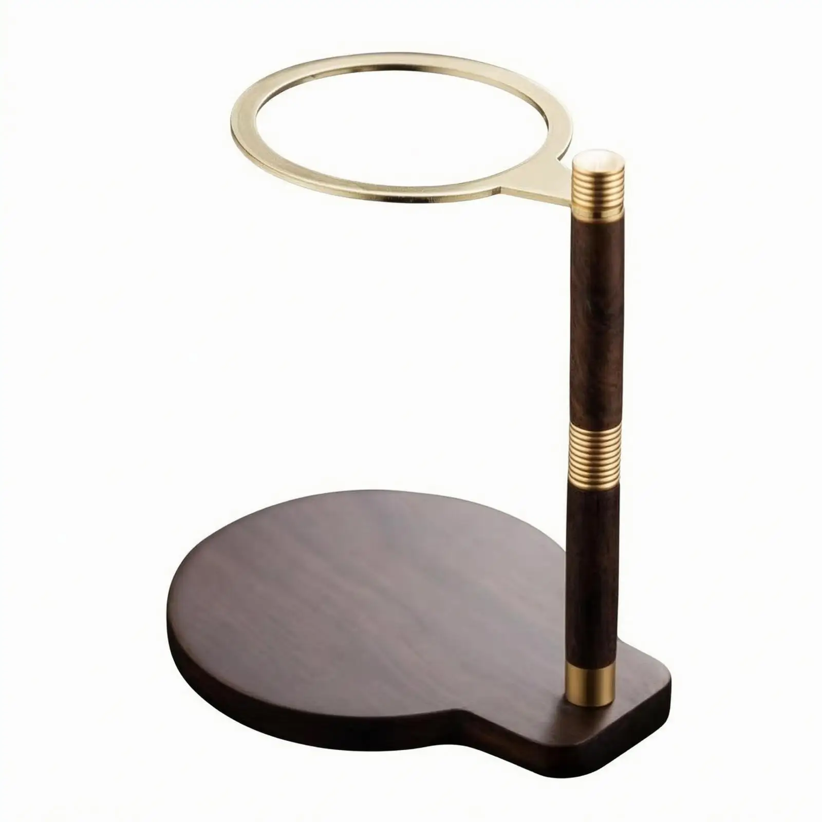 Wooden Coffee Drip Stand Ebony Pour over Holder for Cafe Corner Coffee Station Organizer with Metal Band