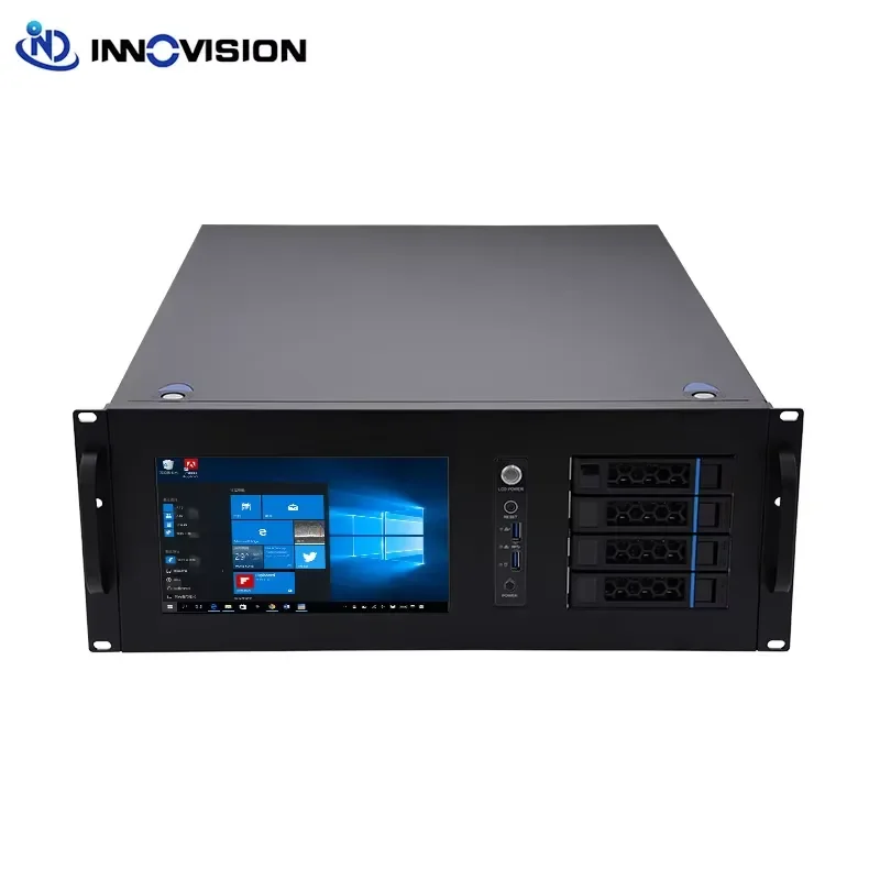 BOLRZO Customized 9-inch touch screen 4U rack-mounted server chassis 4 chassis positions, support EEB/EATX main board 8
