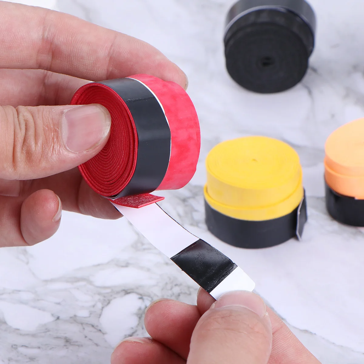 

5Pcs Anti Slip Racket Grip Wrapping Band PU Soft Overgrip for Badminton Tennis Racket Handle with Moisture Removal Performance
