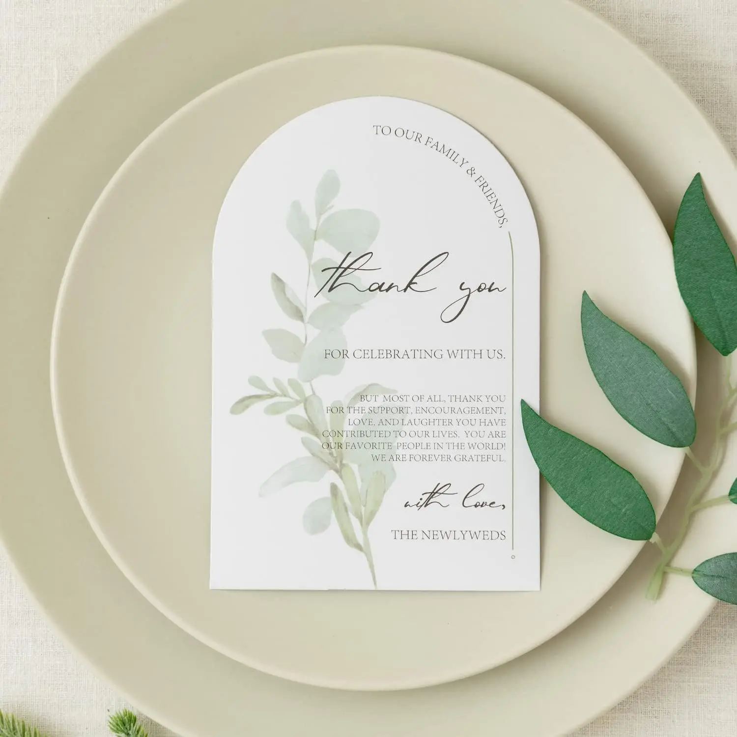50pcs Arch Design Floral Watercolor Wedding Thank You Place Setting Card, Wedding Table Centerpieces and Wedding Decorations