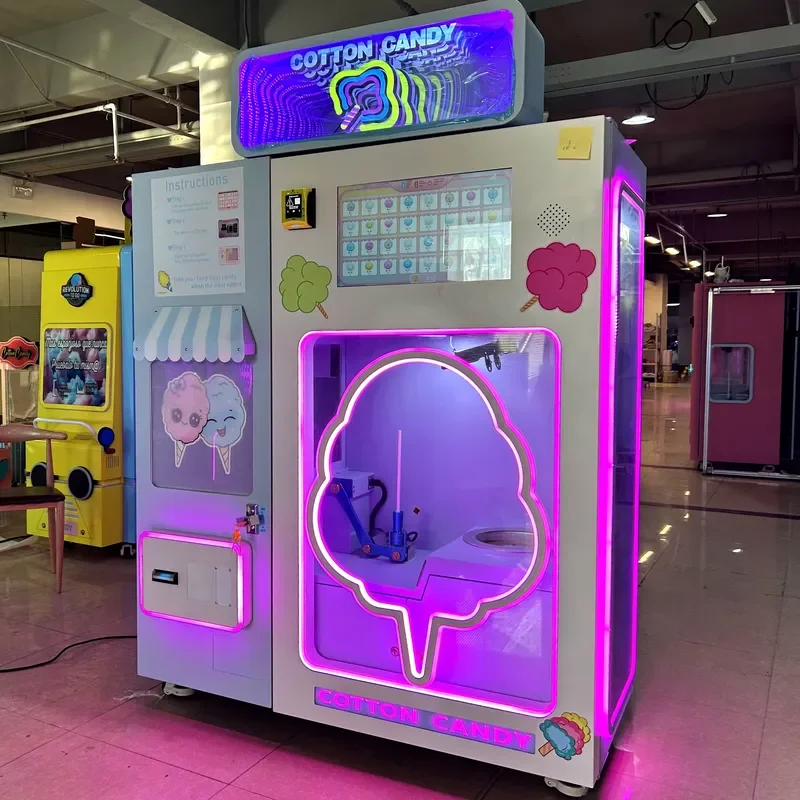 Factory Price Hot Selling Automatic Marshmallow Machine with Sugar 60 Colors 4 Flavors Coin or QR Code Payment Suitable for