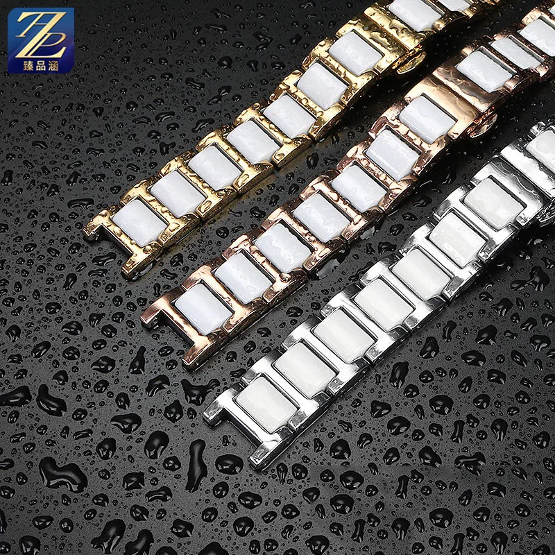 Precision Aço Entalhado Cerâmica Assista Strap, Adaptável Watch Strap, Adequado para Senhoras, COACH, 14503837, 38 GC, Guacan, Rossini Series