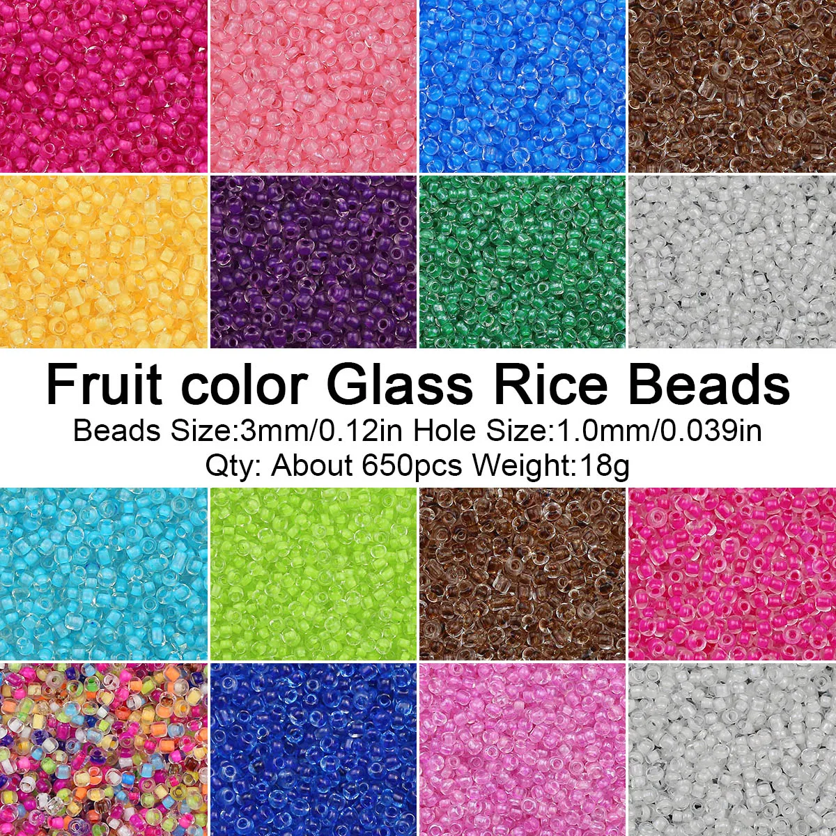 3mm 650pcs 18g Transparent Dyed Core Glass Small Beads Colorful For Jewelry Making Bracelet Necklace DIY Craft Accessories