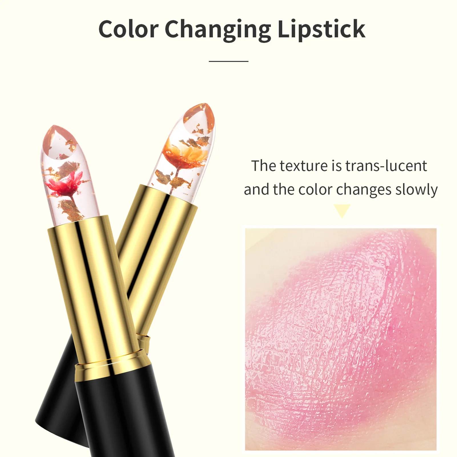 1pc Jelly Flower Lip Balm Moisture Lip Balm Attractive Candy-flavored Lip Gloss Natural Temperature Changed Color Lipstick