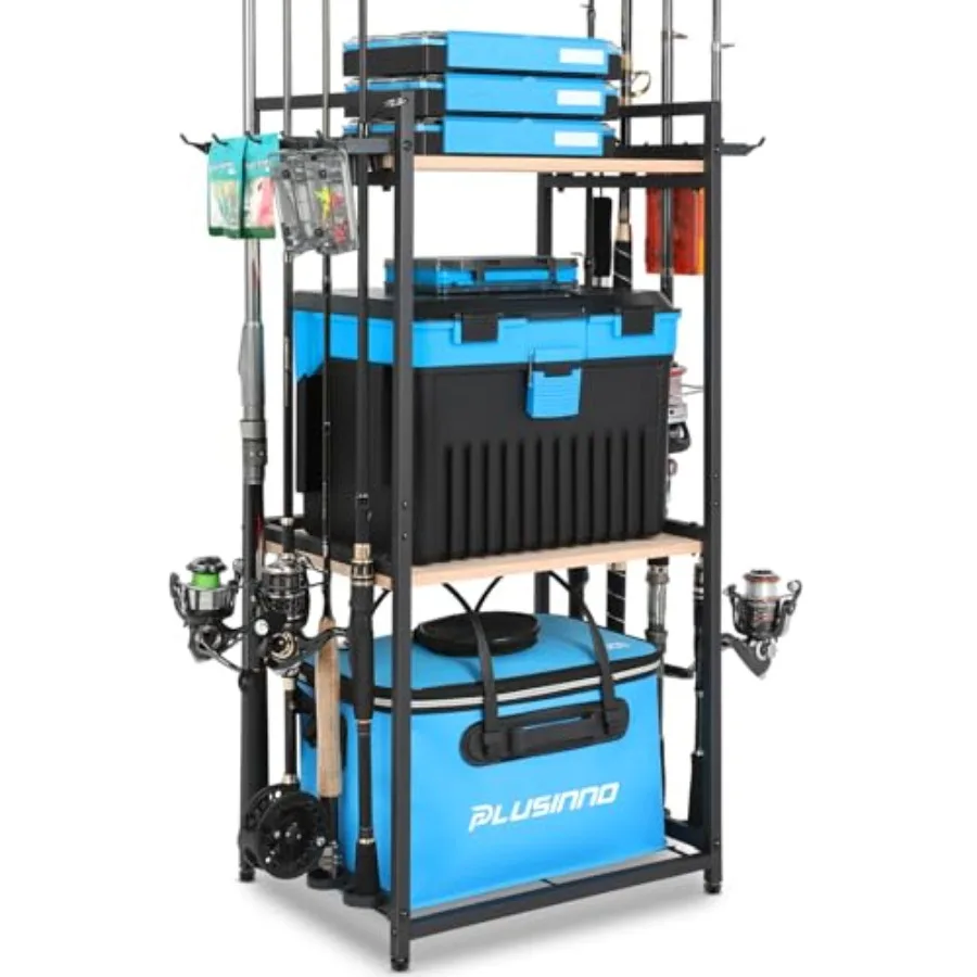 

3 Tier Fishing Rod Holder, Fishing Pole Holders for Garage, Fishing Rod Rack Fishing Rod Storage Up to 8 Rods, Fishing Gear Tac
