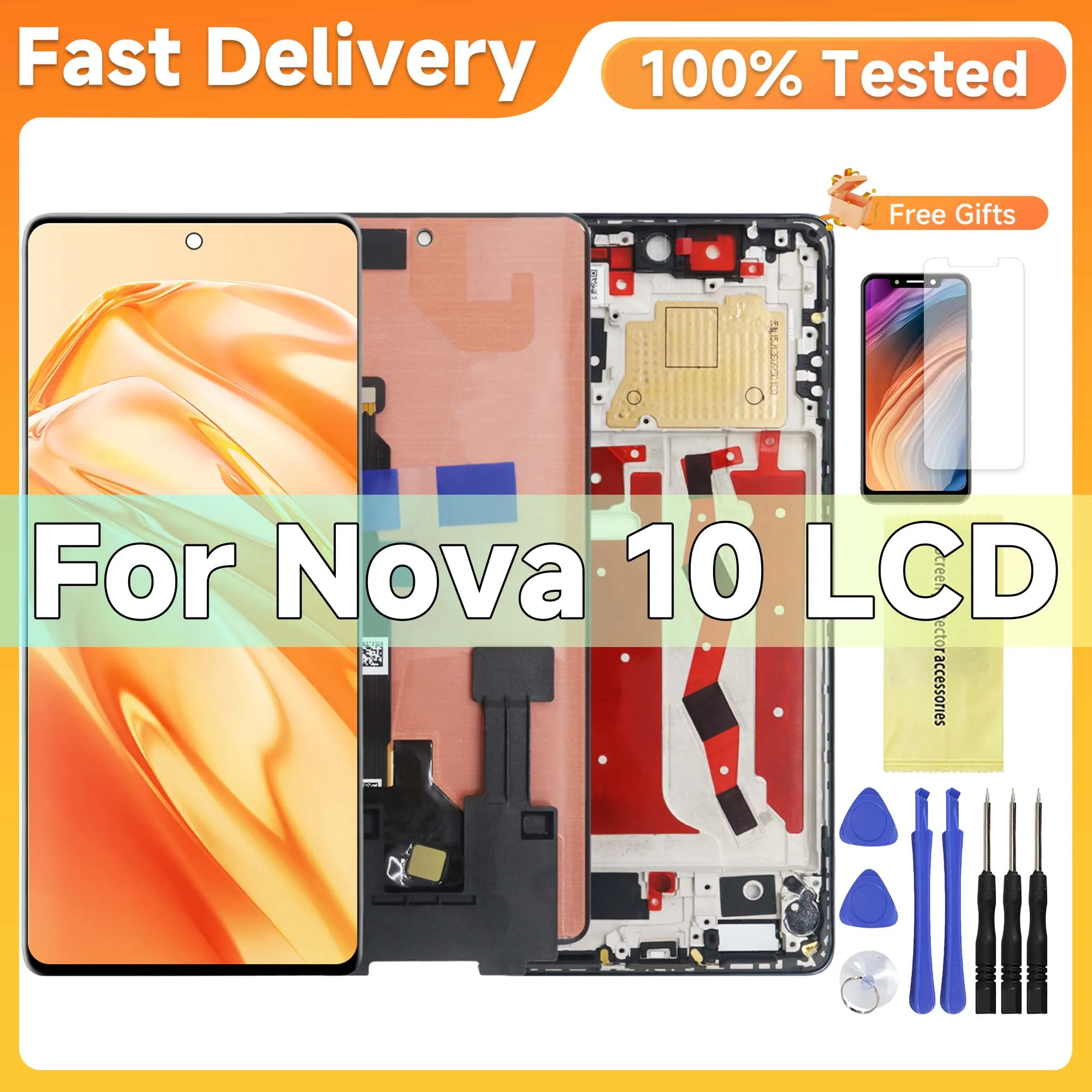 

6.67''Ori For Huawei Nova 10 LCD Display Touch Screen Digitizer Assembly For NCO-AL00, NCO-LX1, NCO-LX3 Display With Frame