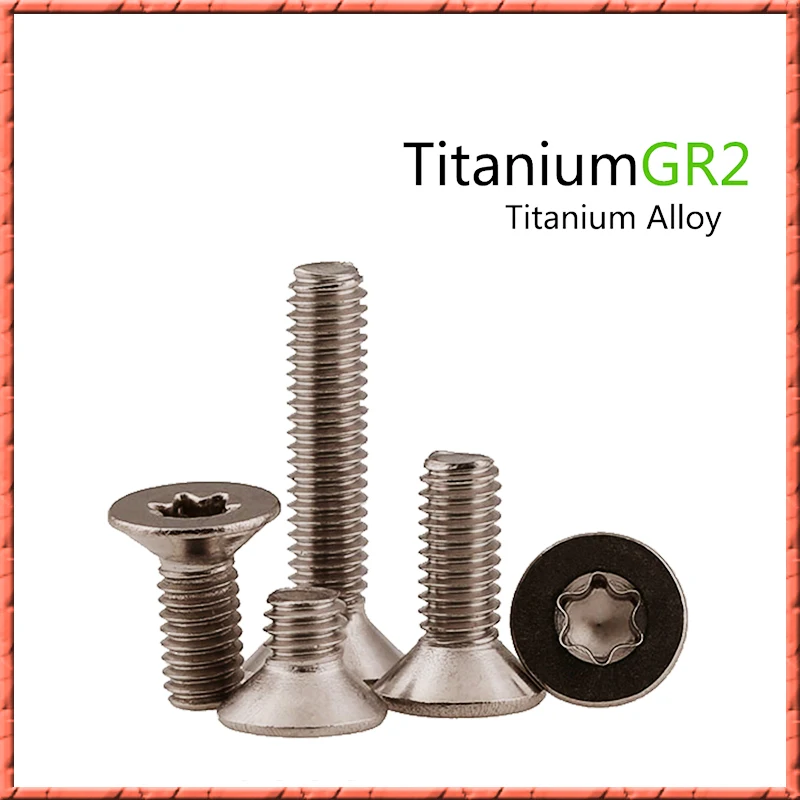 50pcs ISO14581 Pure Titanium M1.6-M5 GR2 Countersunk Head Torx Screw Titanium Alloy Oval Blossom Six Lobe Screws for Durable