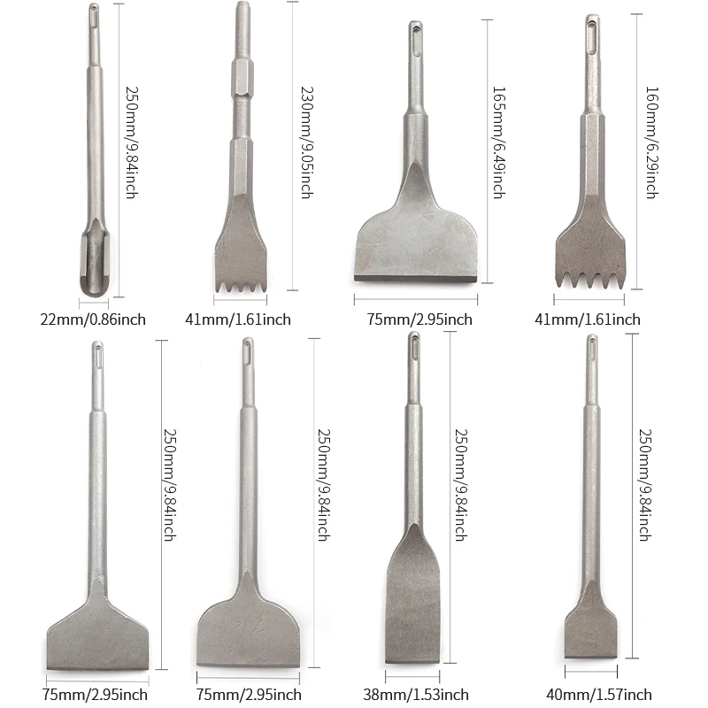 Electric hammer impact drill electric pick round handle flat chisel tooth U-pick brazing cement wall slotting shovel image 2