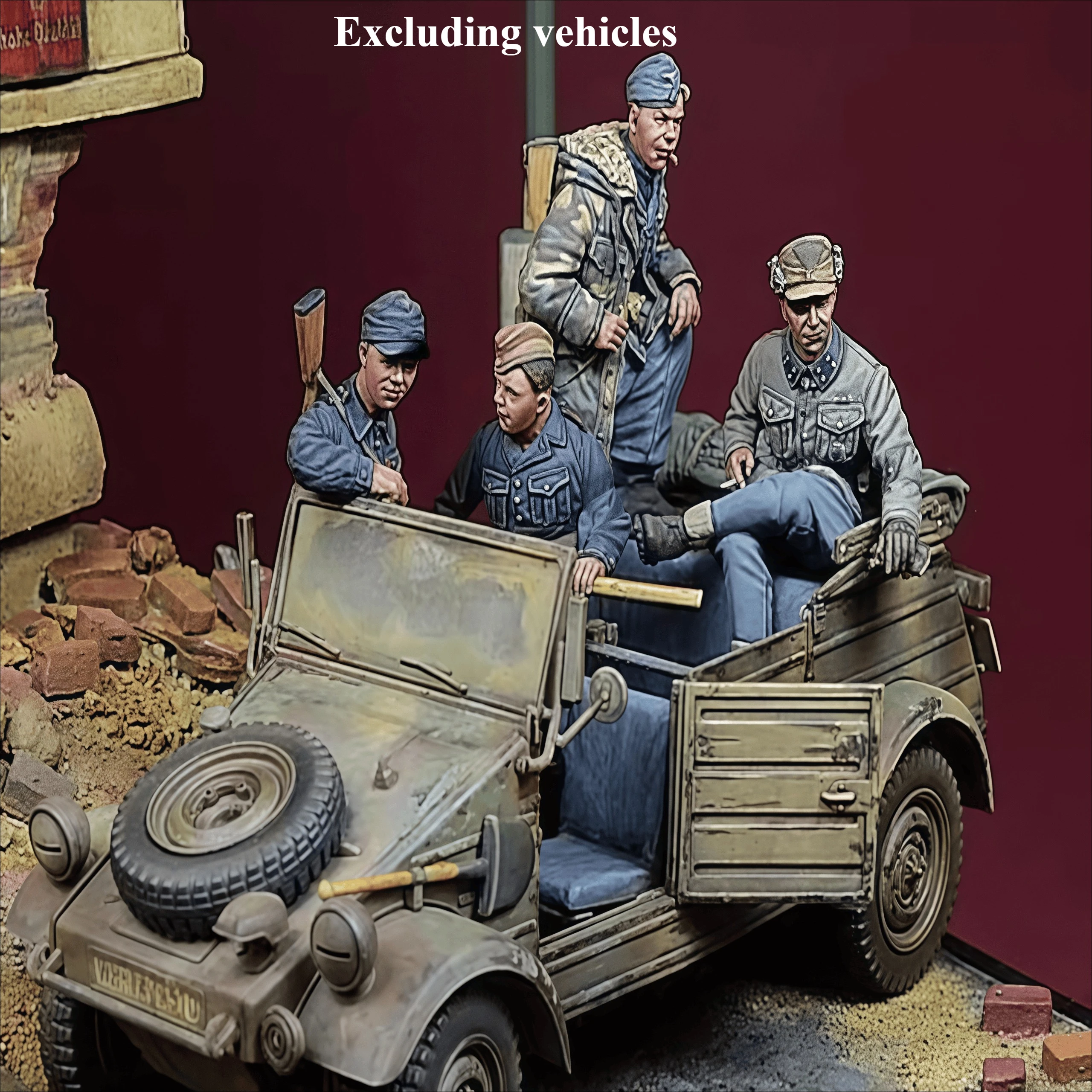 

Модель персонажа из смолы 1/35, GK, 4 человека, без автомобиля, комплект в разобранном и неокрашенном виде