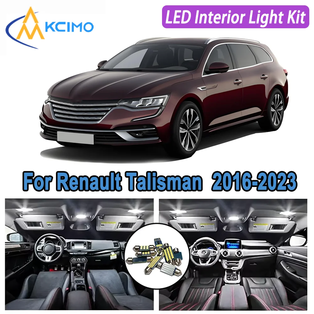 

Kcimo светодиодный для Renault Talisman 2016 2017 2018 2019 2020 2021 2022 2023 Премиум яркий светодиодный внутренний купол с картой, комплект освещения багажника автомобиля