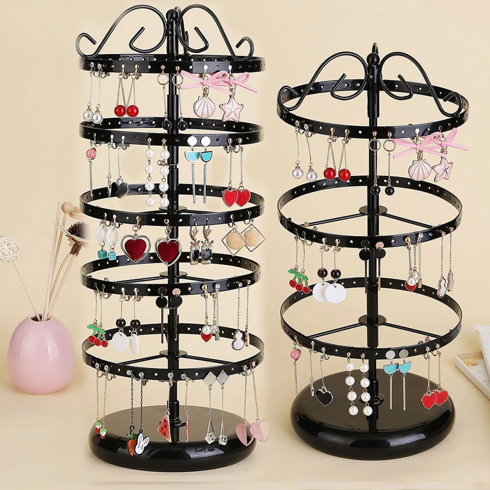 

1pc 3/4/5 Layers Metal Rotating Earring Holder Organizer, Exquisite Jewelry Display Stand Bamboo Makeup Organizer