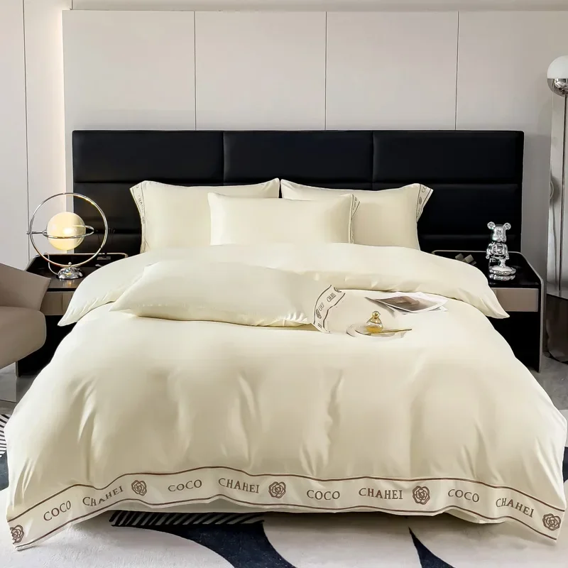 Silk Like Satin Bedding White Duvet Cover Set Soft Lightweight Polyester Satin Comforter Cover Hotel Silky Bedding Sets Queen