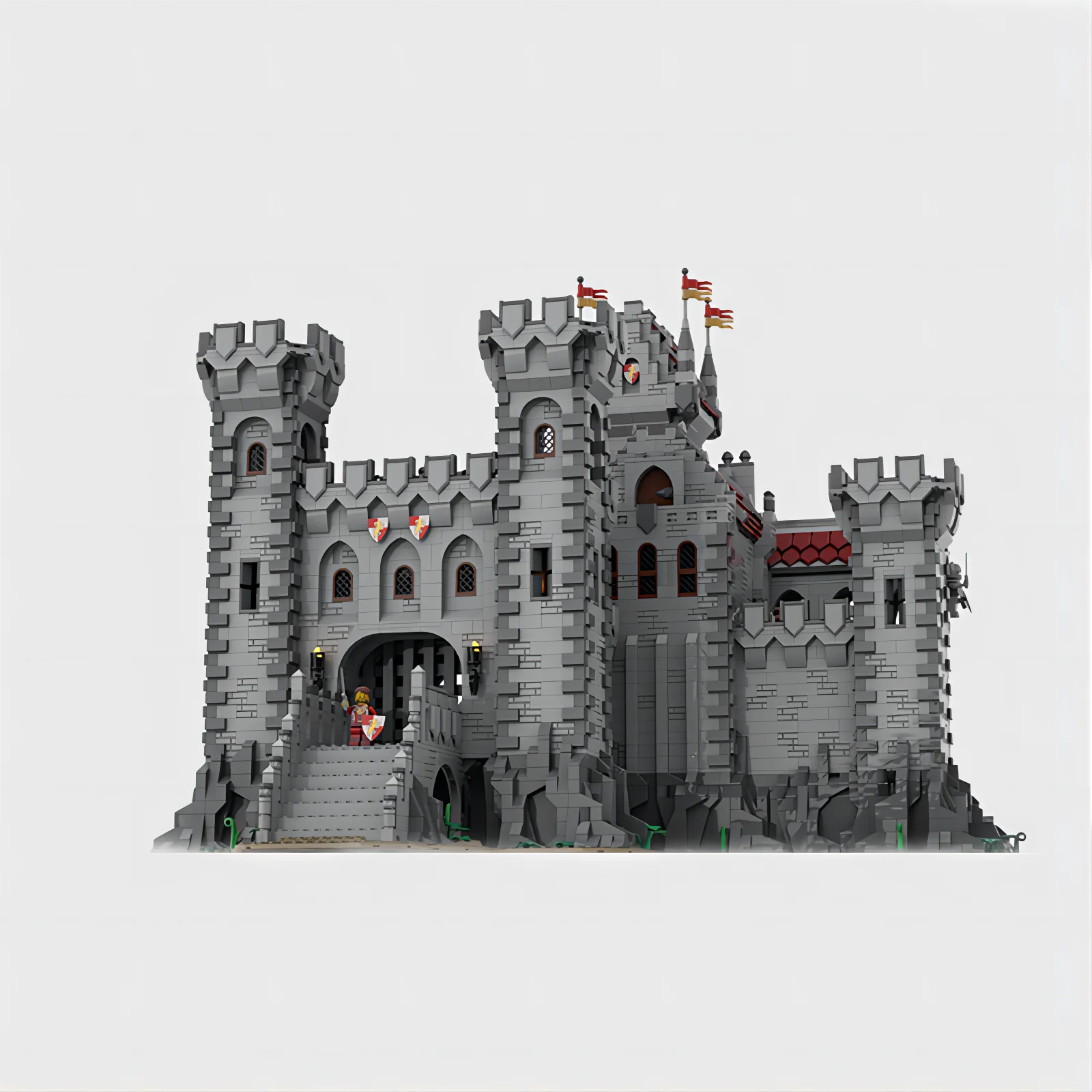 MOC building block 143001 Red Lion Army fortress castle fortress building model large collage toy