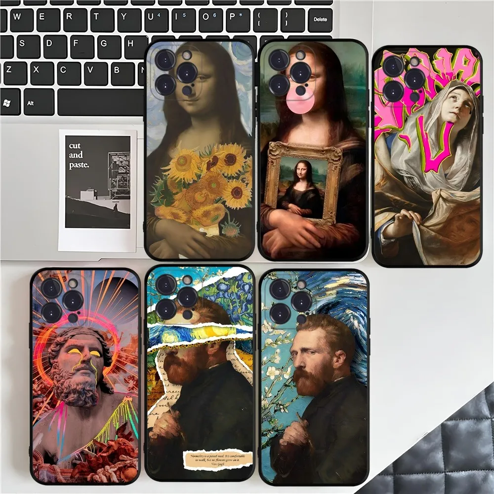 Art Aesthetic David Mona Lisa Clear Phone Case For IPhone 16 15 14 13 12 Mini 11 Pro XS Max XR SE 6 7 8 Plus Soft Silicone Cover