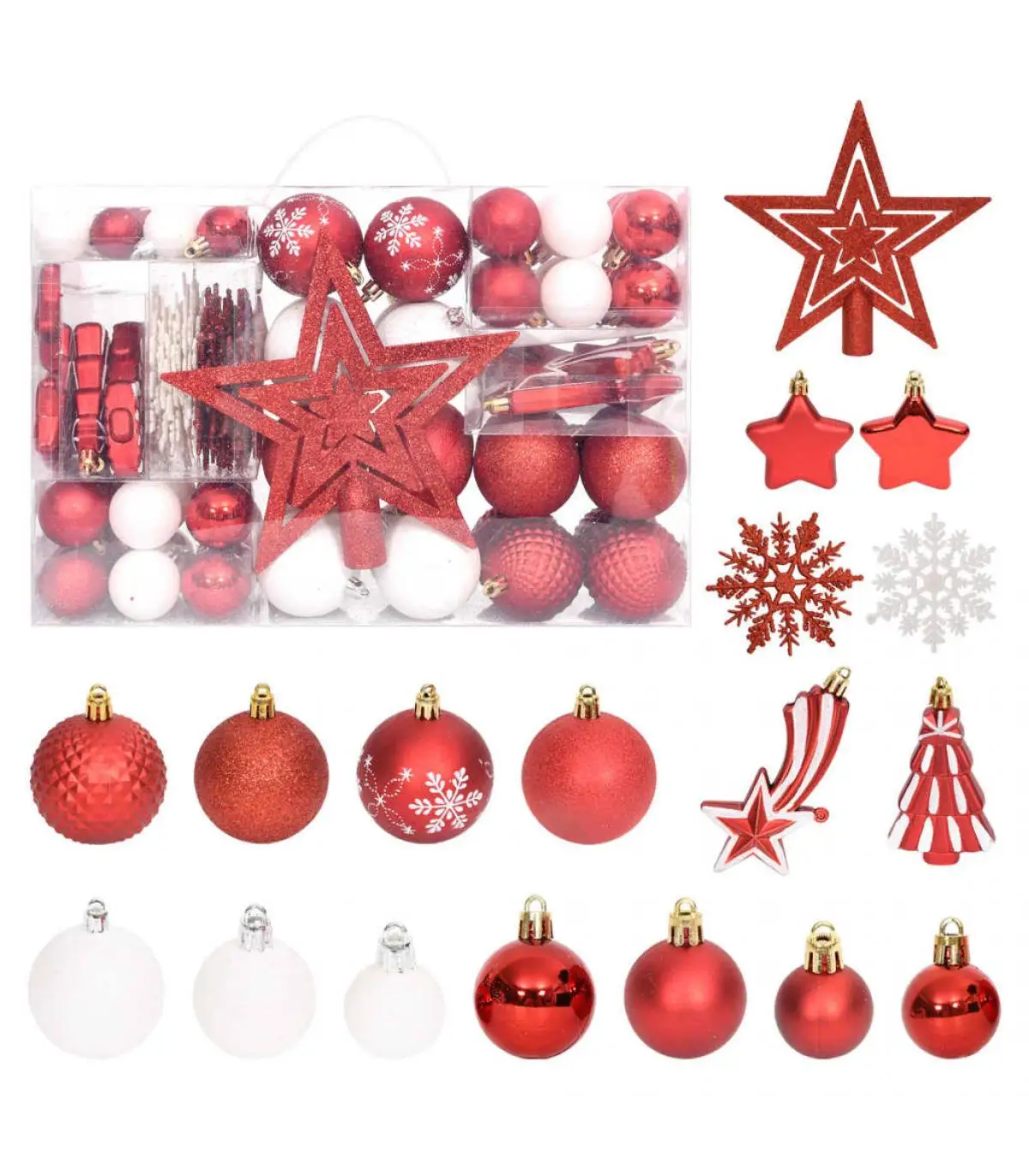 Red and White Christmas ornaments set Christmas ornaments 108 pieces