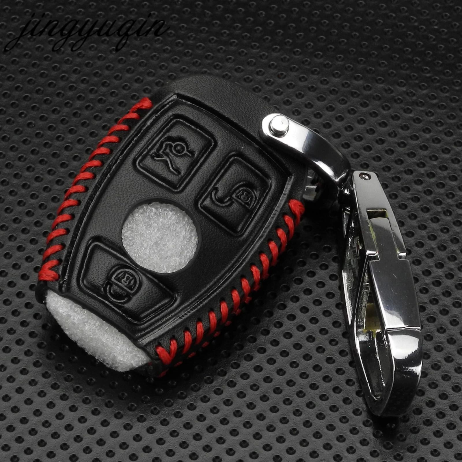jingyuqin Leather Car Key Bag Case Cover For Mercedes Benz W203 W210 W211 W124 W202 W204 W205 AMG Key Holder Chain Protector