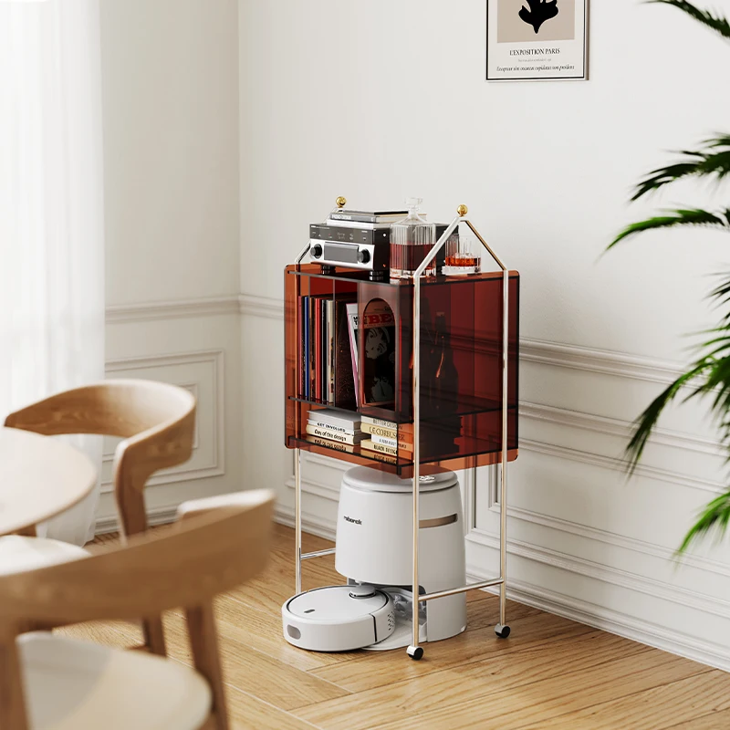 

Acrylic vinyl record cabinet Movable vinyl record storage rack CD rack Sweeping robot cabinet