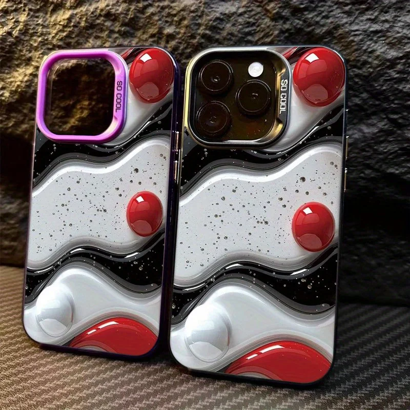 

Red black and white abstract line design case for iPhone 16 15 14 13 12 11 Pro/ Max/Plus shock-proof rear cover anti-fingerprint
