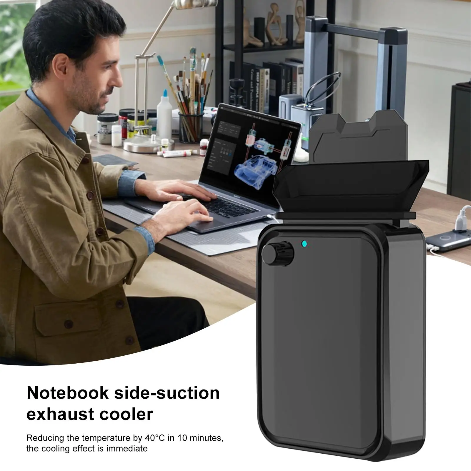 Laptop Cooling Fan Air Extracting Laptop Cooling Low-Noise CPU Radiator For Multitasking Work Video Rendering Intensive Game