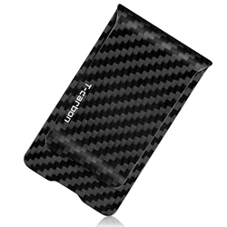 Carbon Fiber Money Clip For Men Cash Clamp Holder Portable Leather Slim Money Clip Wallet Purse for Pocket Bill Clip MATTE BLACK