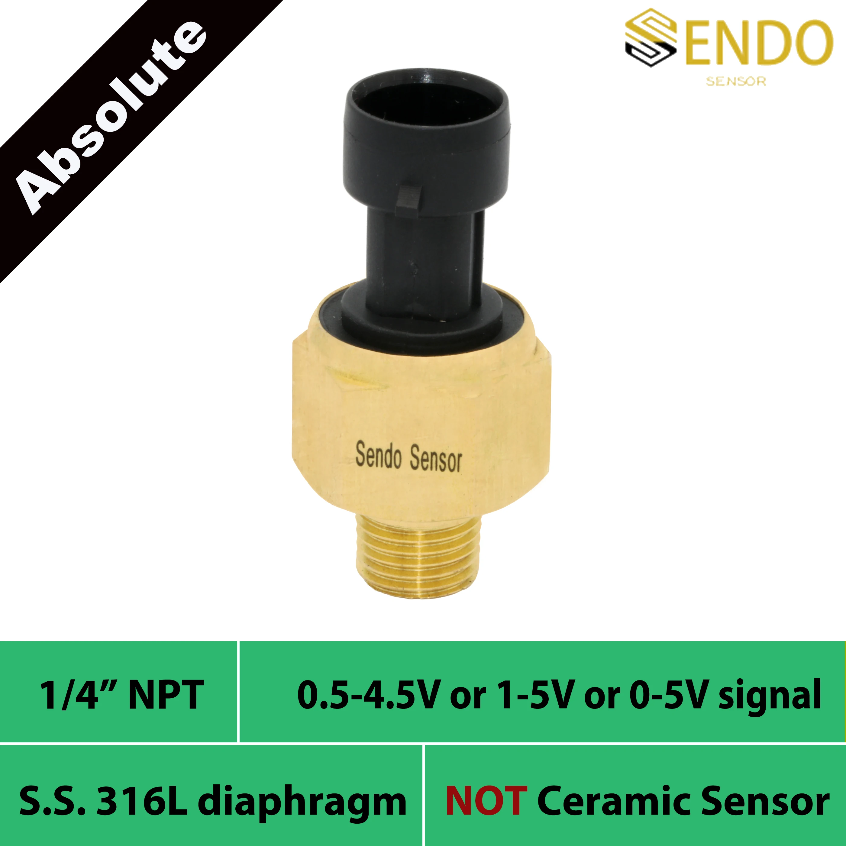 150psia industrieller Drucksensor 0,5 4,5 V 1 5 V 0 5 V Ausgang 10 bar 1,6 MPa ABS 400 kPa 6 bar 75 psi absolut 1 4NPT Gewinde IP65